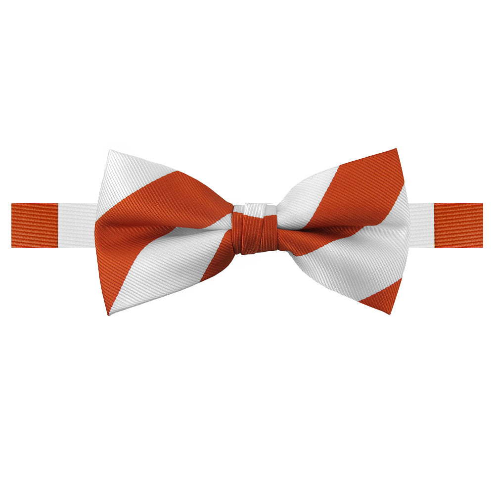 Wide-Striped Banded Bow Tie - Orange White