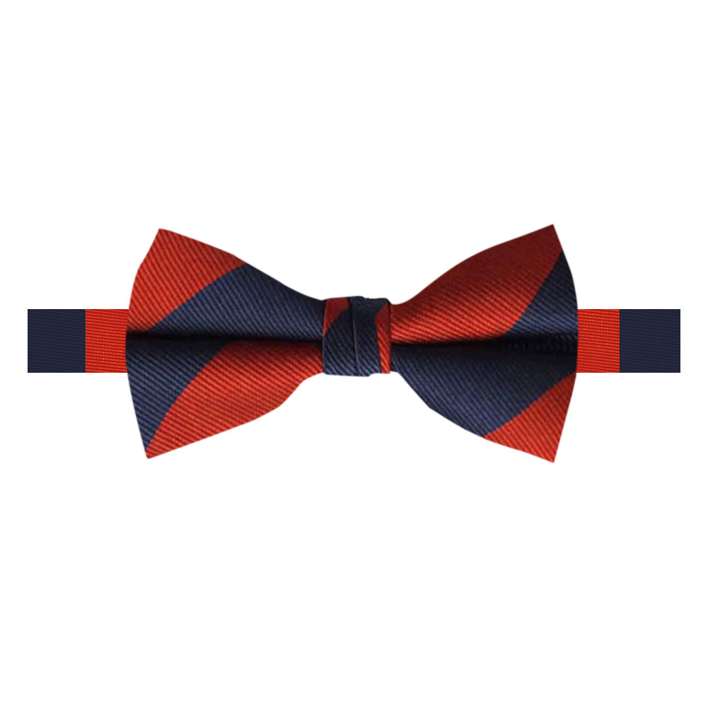 Wide-Striped Banded Bow Tie - Red Navy