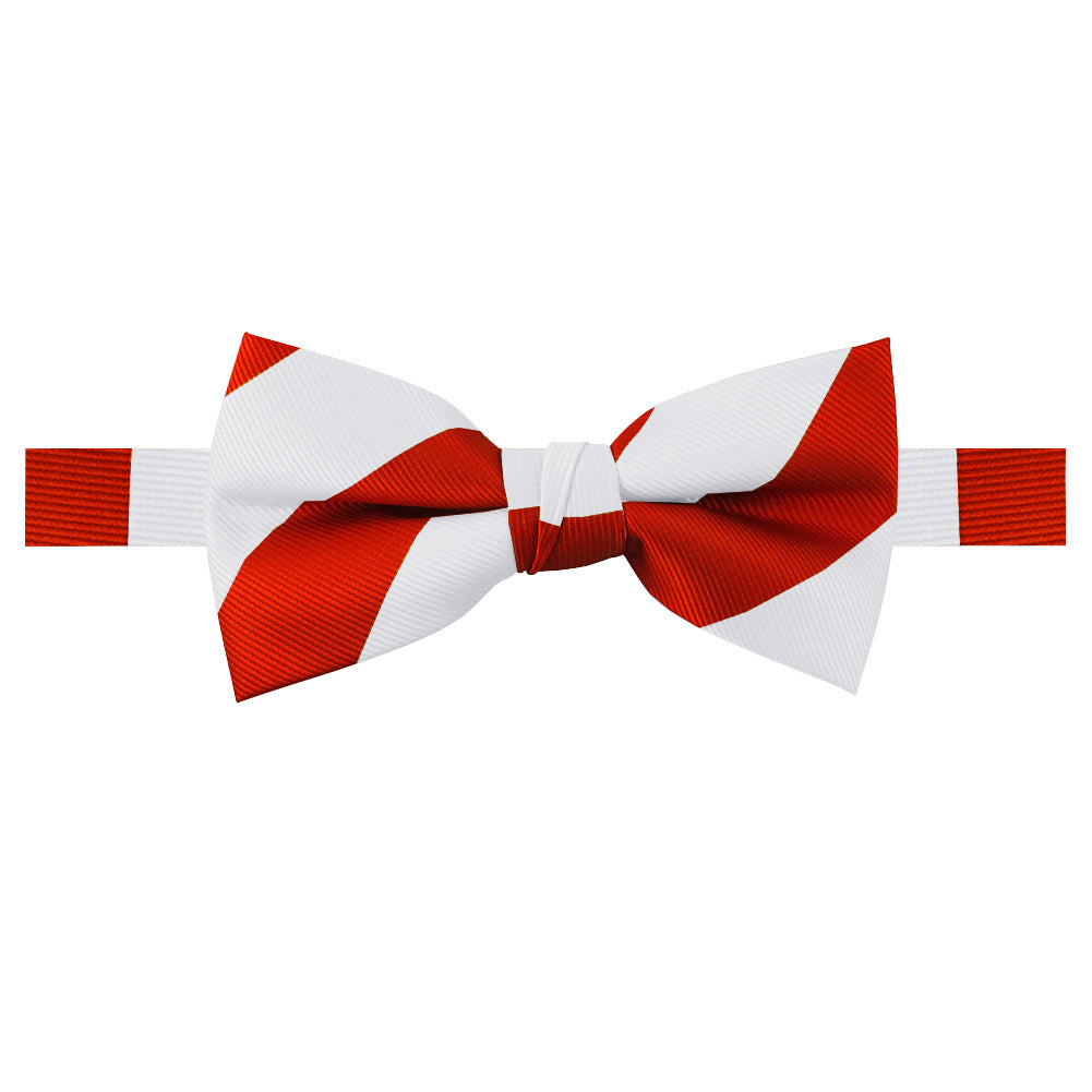 Wide-Striped Banded Bow Tie - Red White