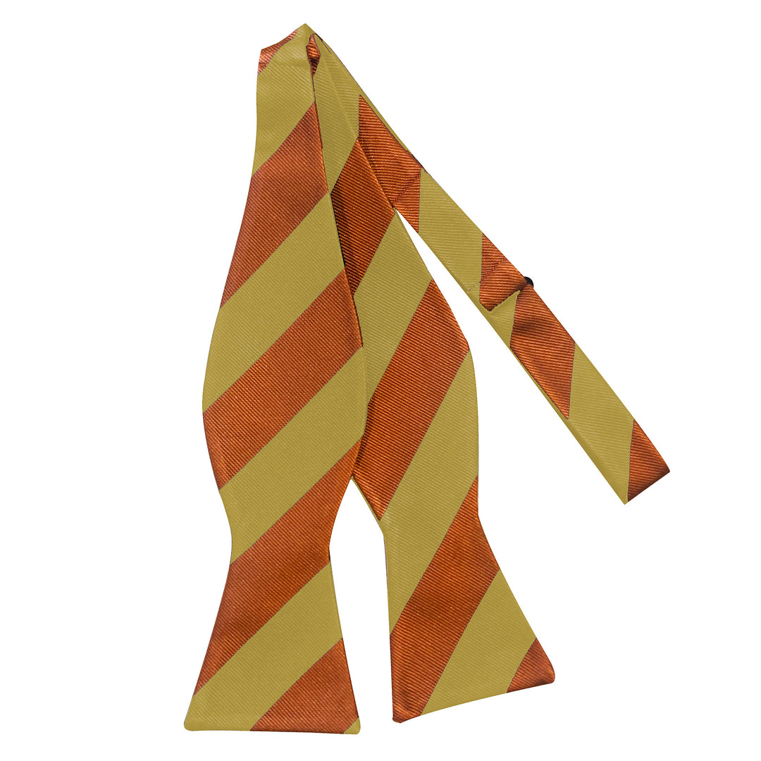 Wide-Striped Self-Tie Bow Tie - Gold Orange