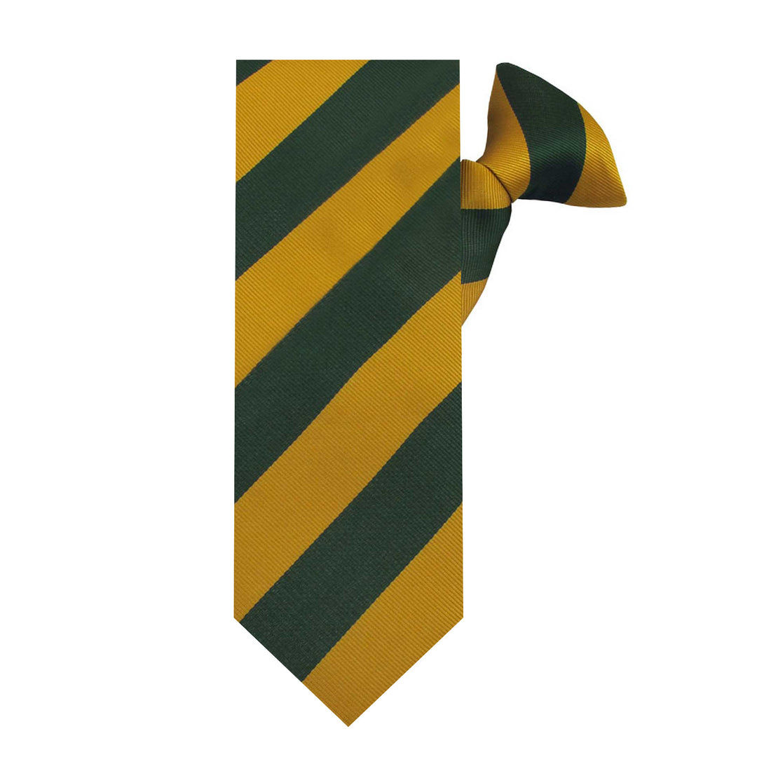 Wide-Striped Clip-On Tie - Gold Green
