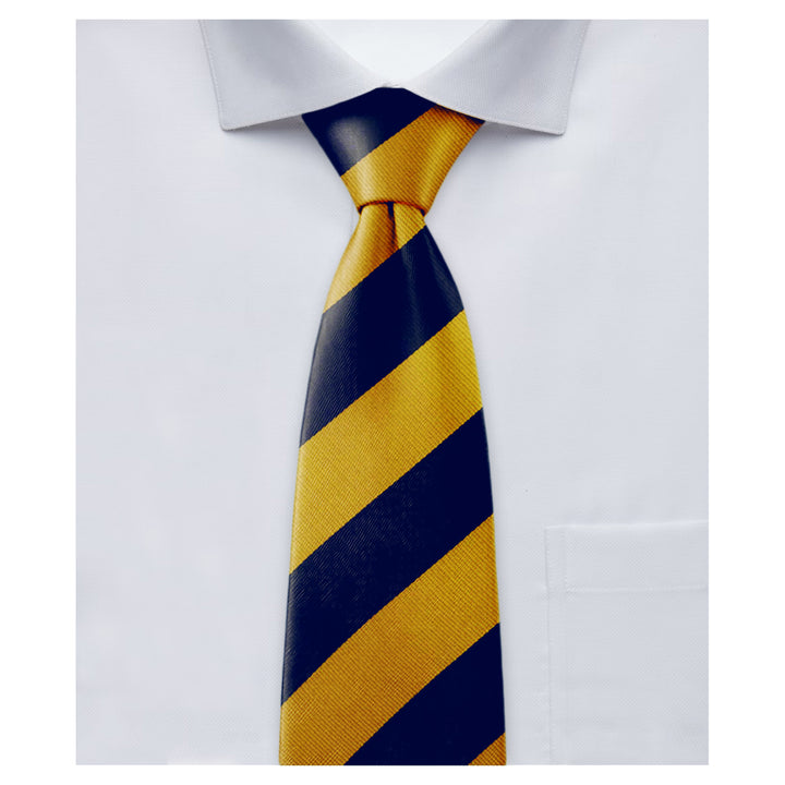 Wide-Striped Clip-On Tie - Gold Navy