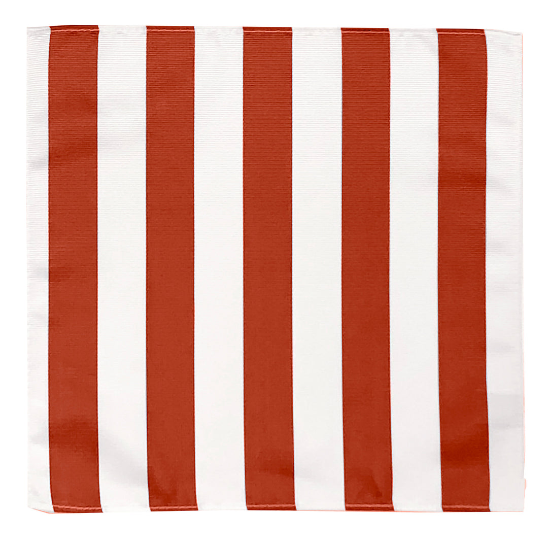 Wide-Striped Pocket Square - Orange White