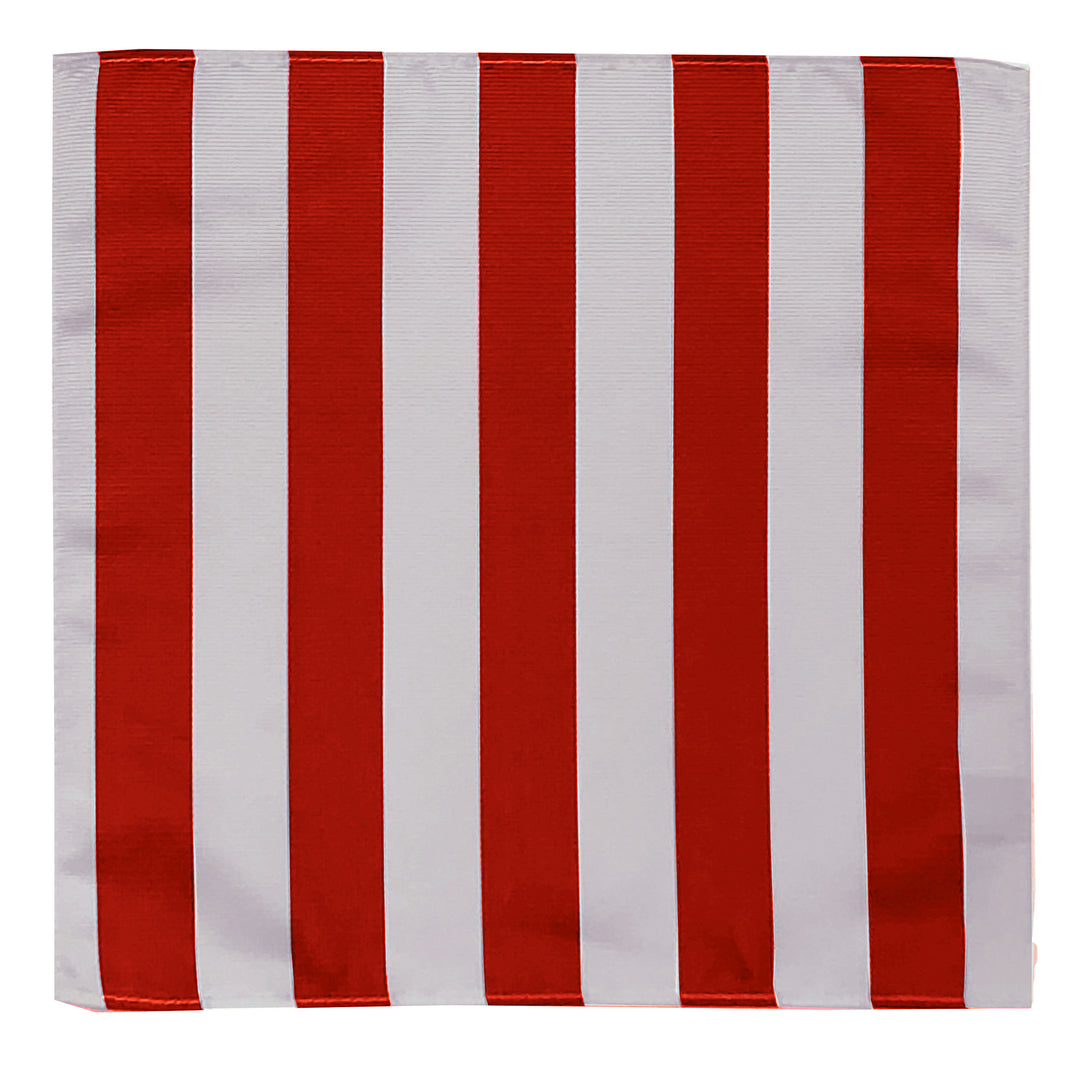 Wide-Striped Pocket Square - Red Silver