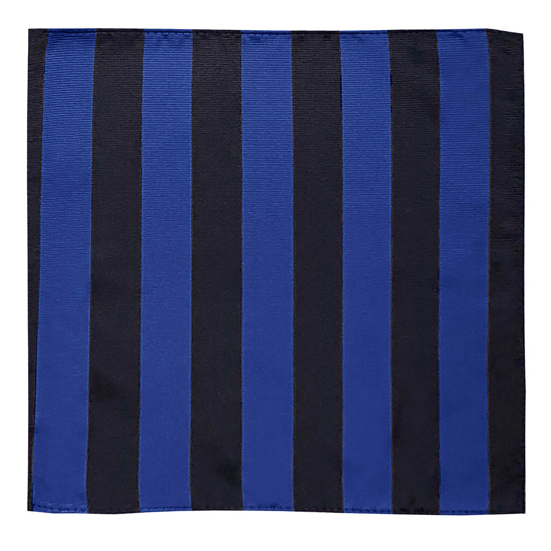 Wide-Striped Pocket Square - Royal Black