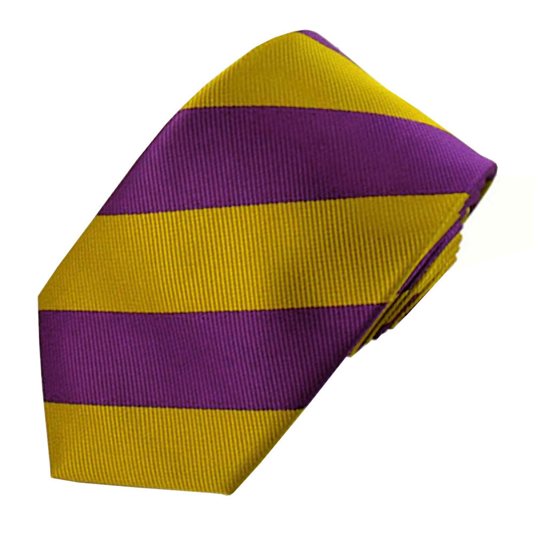 Wide-Striped Slim Tie - Gold Purple