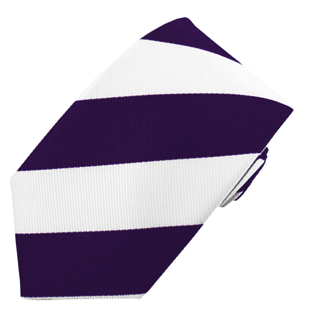 Wide-Striped Slim Tie - Purple White