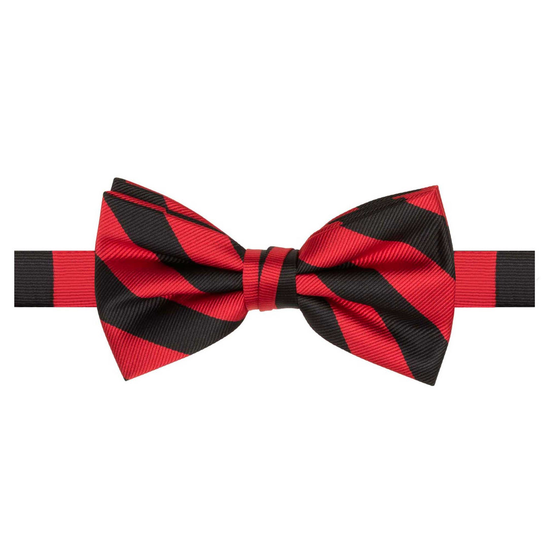 Woven Narrow Stripes Banded Bow Tie - Red Black