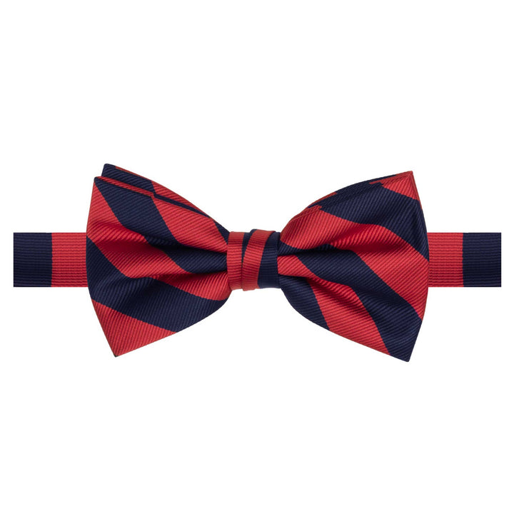 Woven Narrow Stripes Banded Bow Tie - Red Navy