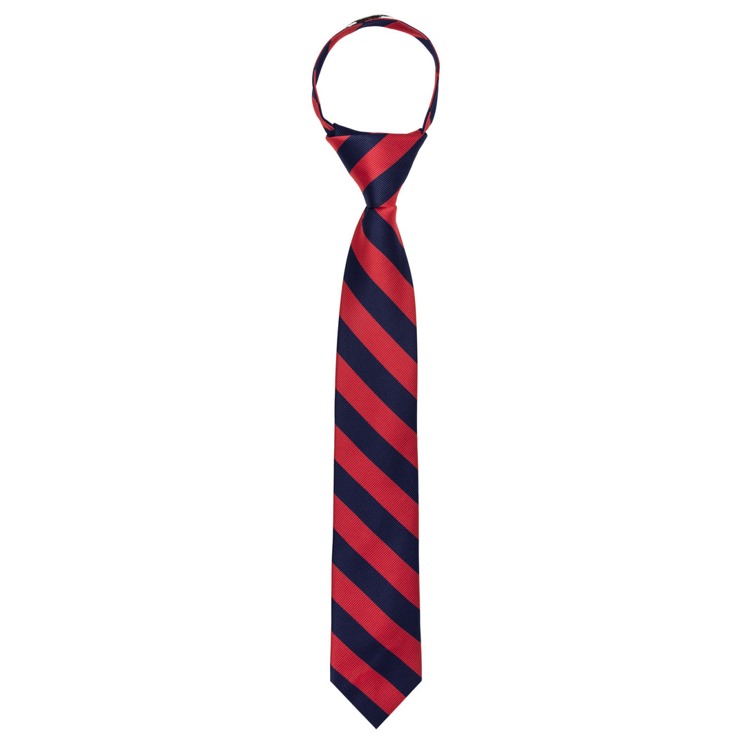 Kid's Narrow Stripes 14" Zipper Tie - Red Navy