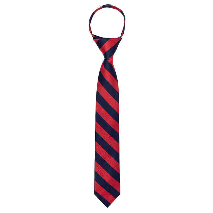 Kid's Narrow Stripes 14" Zipper Tie - Red Navy