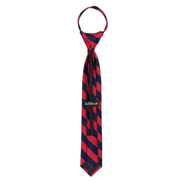 Kid's Narrow Stripes 14" Zipper Tie - Red Navy