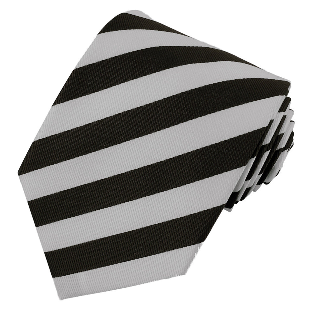 Narrow-Striped Tie - Silver Black
