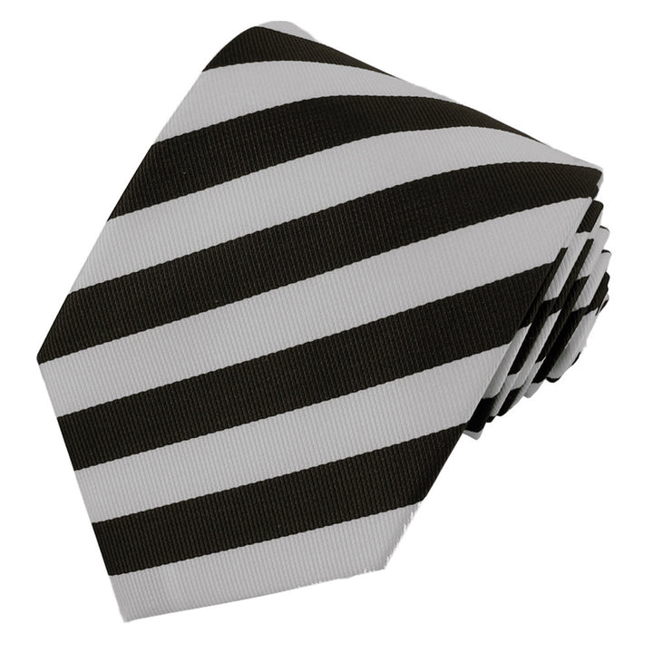 Narrow-Striped Tie - Silver Black