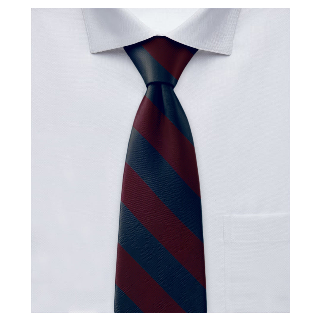 Silk Wide-Striped Tie - Burgundy Navy