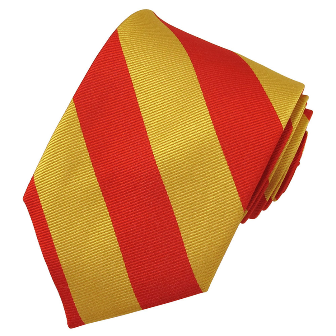 Silk Wide-Striped Tie - Gold Red