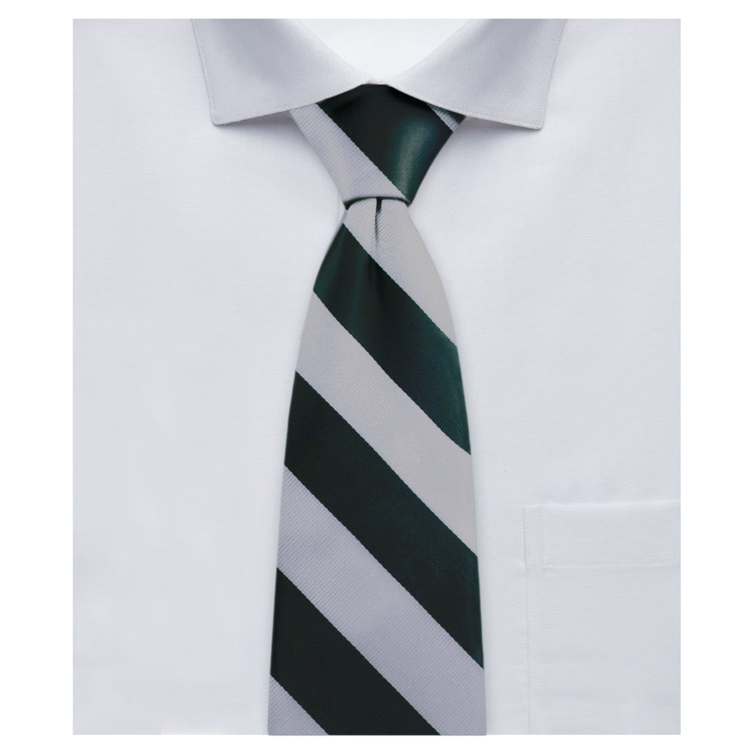 Silk Wide-Striped Tie - Hunter Silver