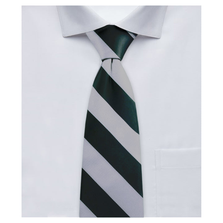 Silk Wide-Striped Tie - Hunter Silver