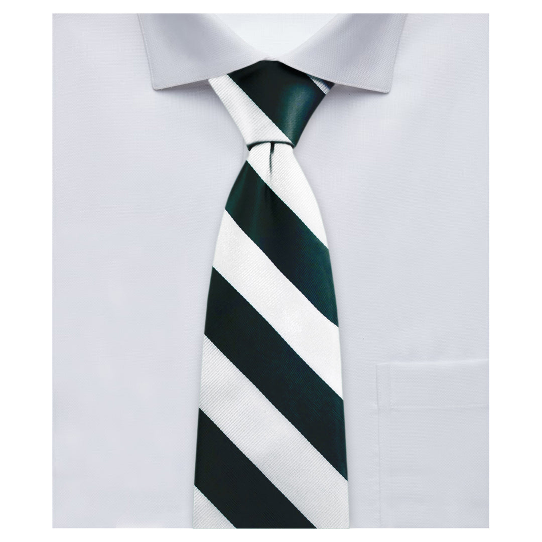 Silk Wide-Striped Tie - Hunter White