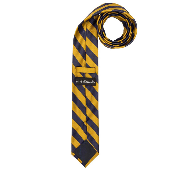 Woven Narrow-Striped Tie - Gold Navy