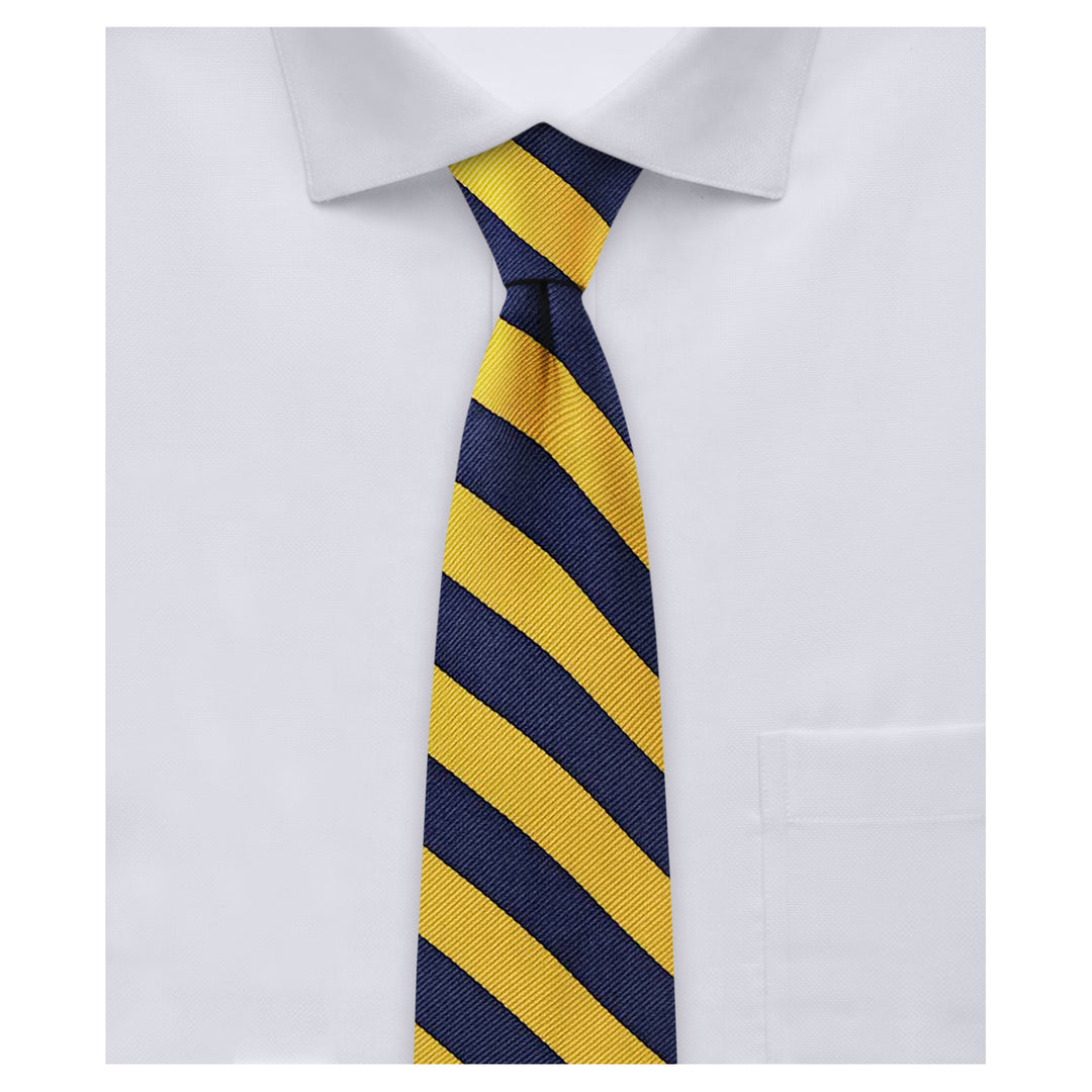 Kid's Prep Narrow Stripes Tie - Gold Navy