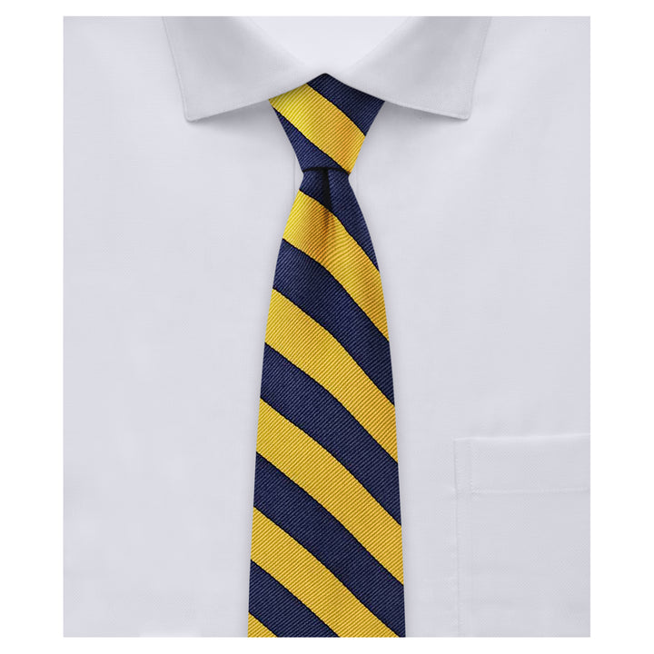 Kid's Prep Narrow Stripes Tie - Gold Navy