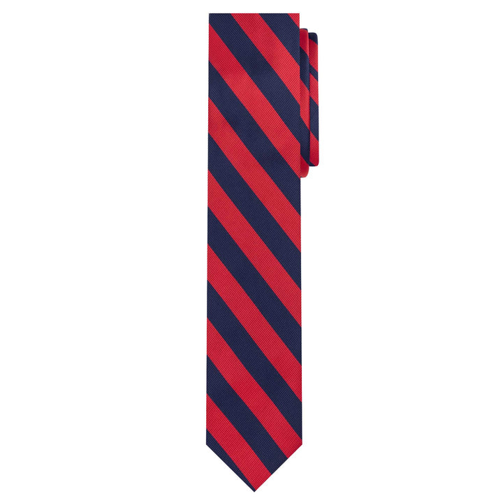 Woven Narrow-Striped Slim Tie - Red Navy