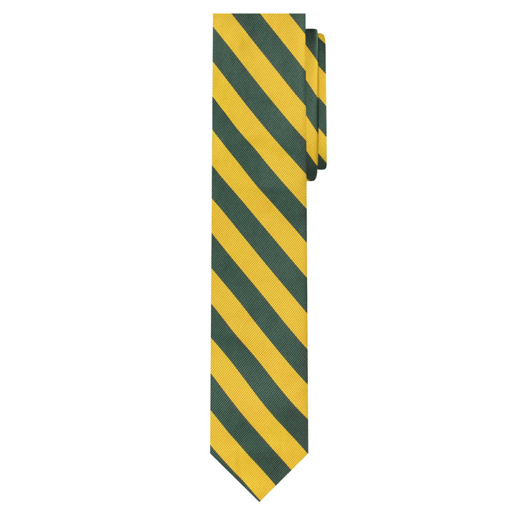 Woven Narrow-Striped Slim Tie - Green Gold