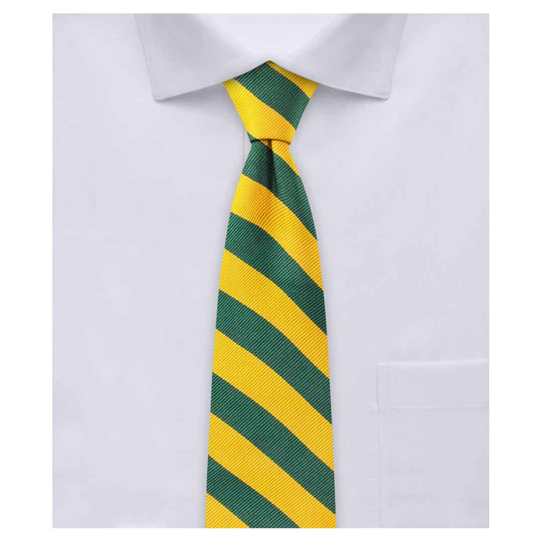 Woven Narrow-Striped Slim Tie - Green Gold