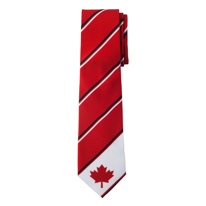Canada Flag Maple Leaf with Stripes Tie - Red