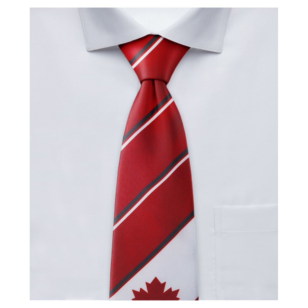 Canada Flag Maple Leaf with Stripes Tie - Red