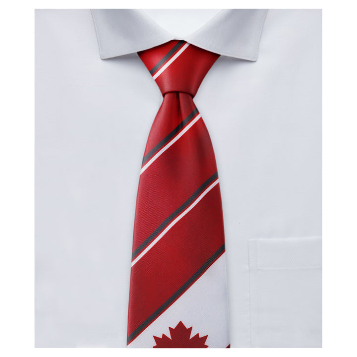 Canada Flag Maple Leaf with Stripes Tie - Red