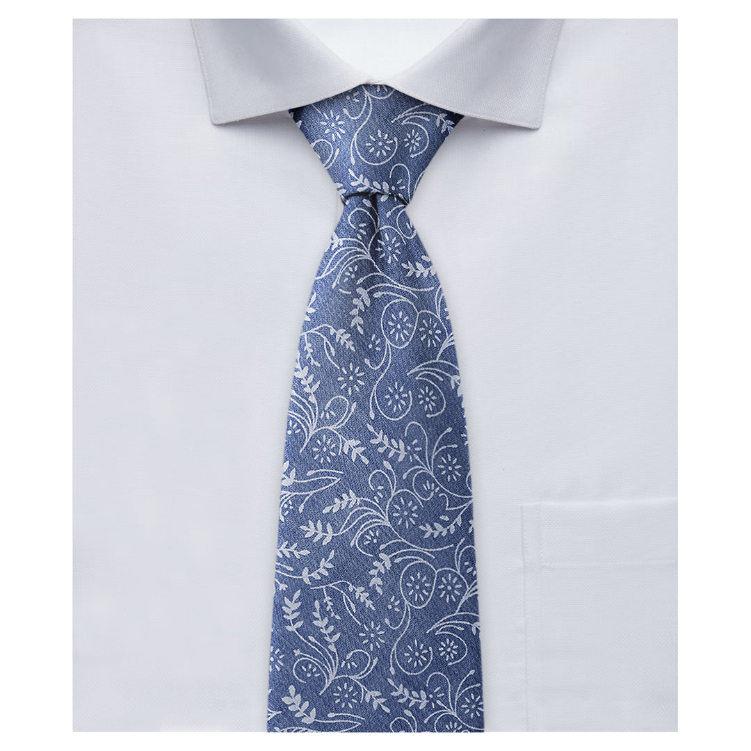 Wedding Floral Tie - Slate Blue