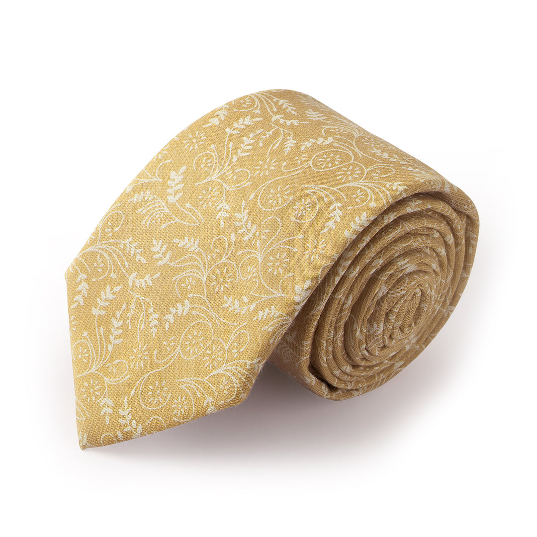 Floral Slim Tie - Honey