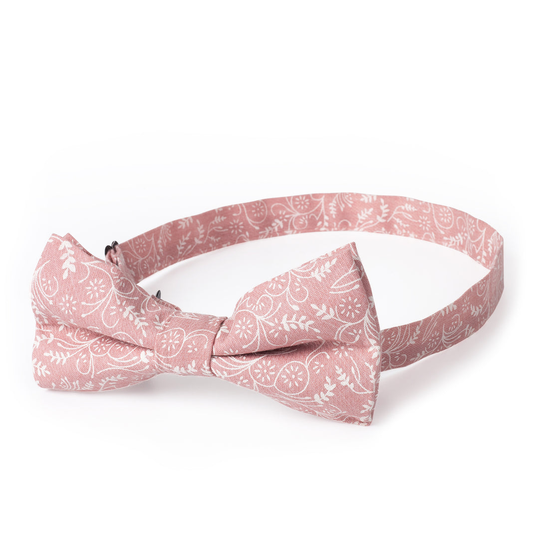 Floral Banded Bow Tie - Dusty Rose