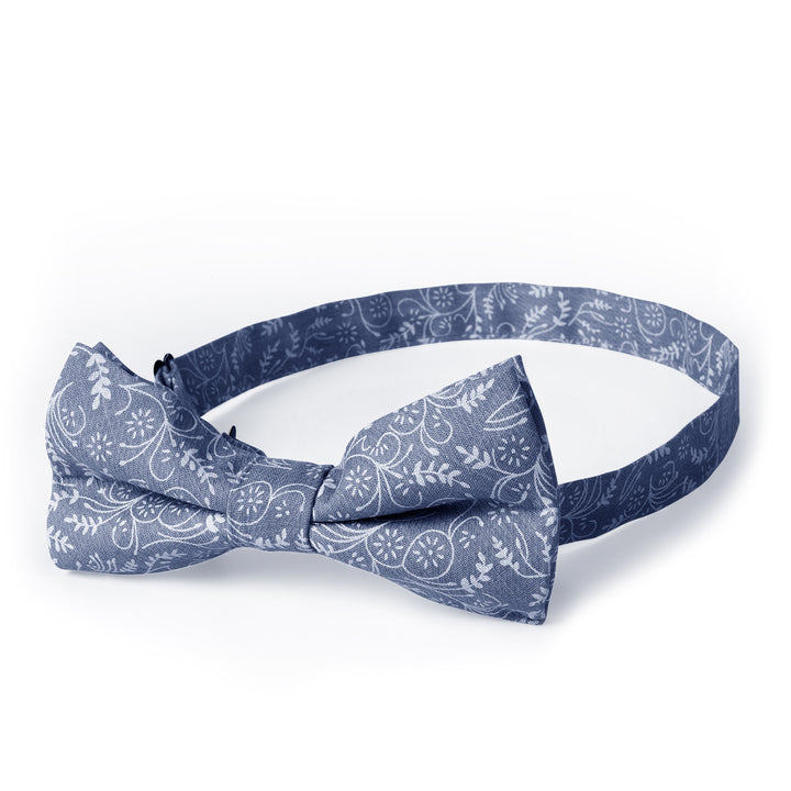 Floral Banded Bow Tie - Slate Blue