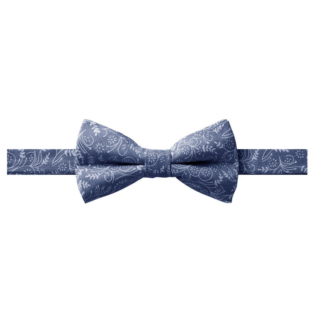 Floral Banded Bow Tie - Slate Blue