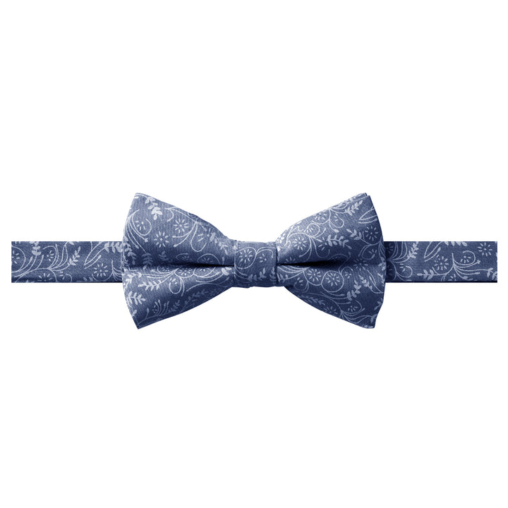 Floral Banded Bow Tie - Slate Blue