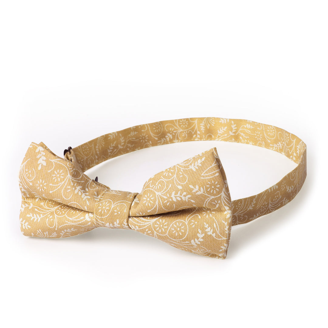 Floral Banded Bow Tie - Honey