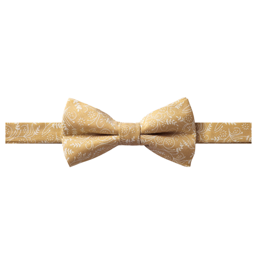 Floral Banded Bow Tie - Honey