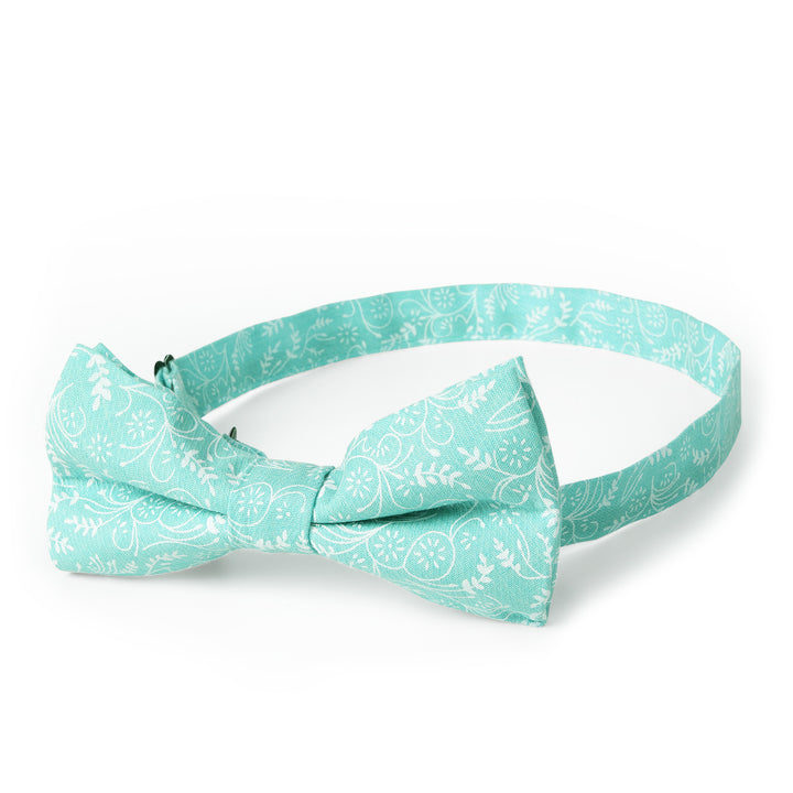 Floral Banded Bow Tie - Turquoise
