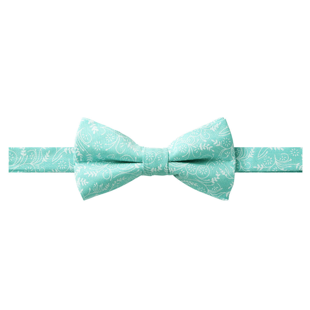 Floral Banded Bow Tie - Turquoise