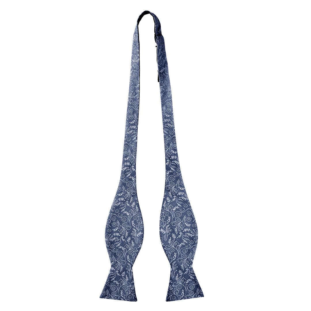 Floral Self-Tie Bow Tie - Slate Blue