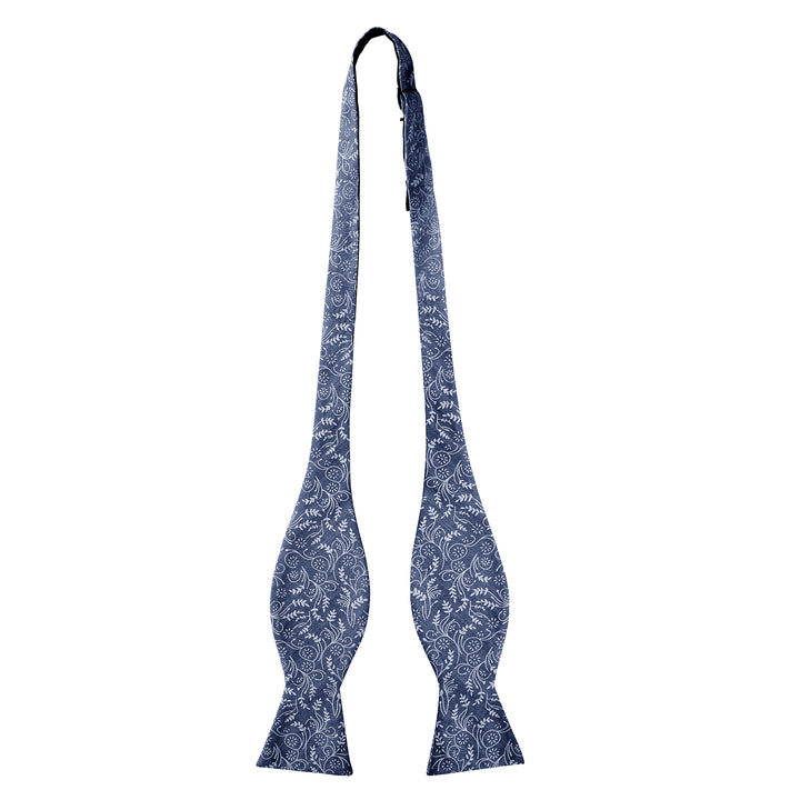 Floral Self-Tie Bow Tie - Slate Blue