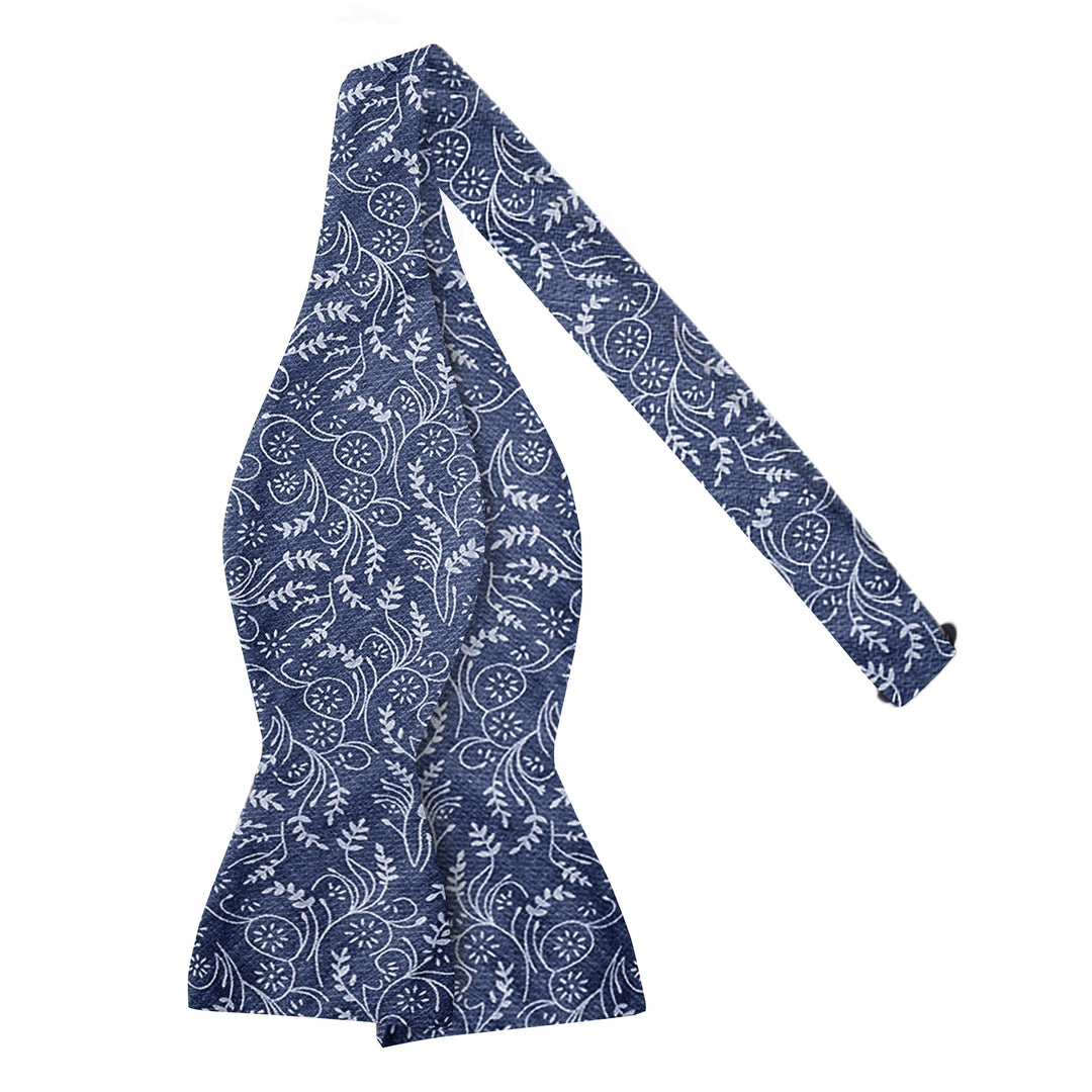 Floral Self-Tie Bow Tie - Slate Blue