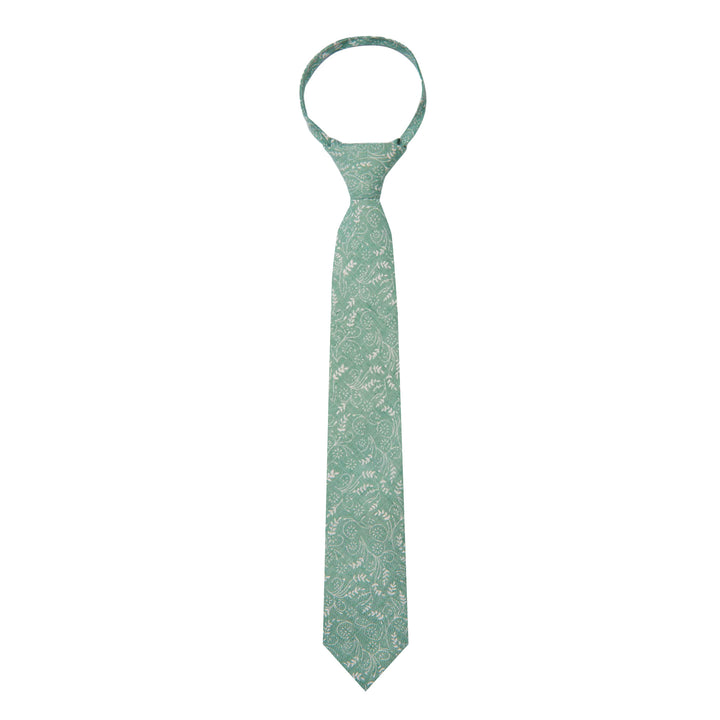 Kids' Floral 14" Zipper Tie - Dusty Sage