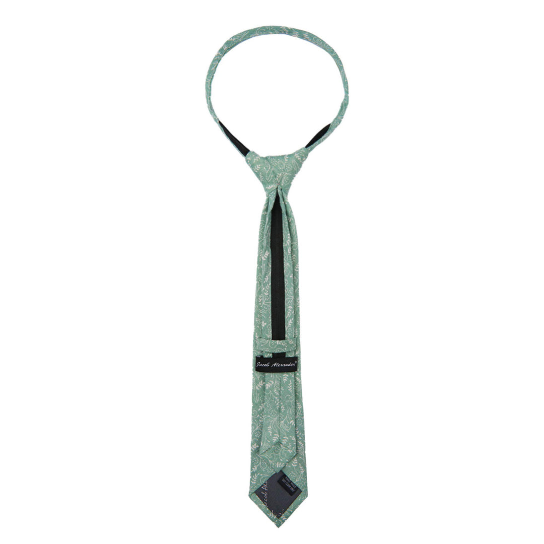 Kids' Floral 14" Zipper Tie - Dusty Sage