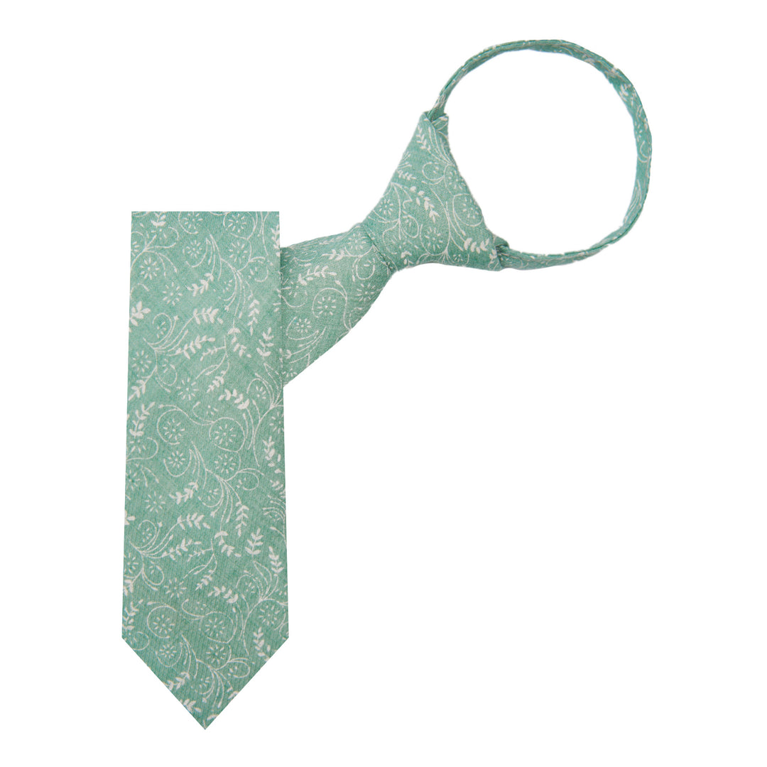 Kids' Floral 14" Zipper Tie - Dusty Sage