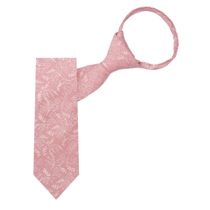 Kids' Floral 14" Zipper Tie - Dusty Rose