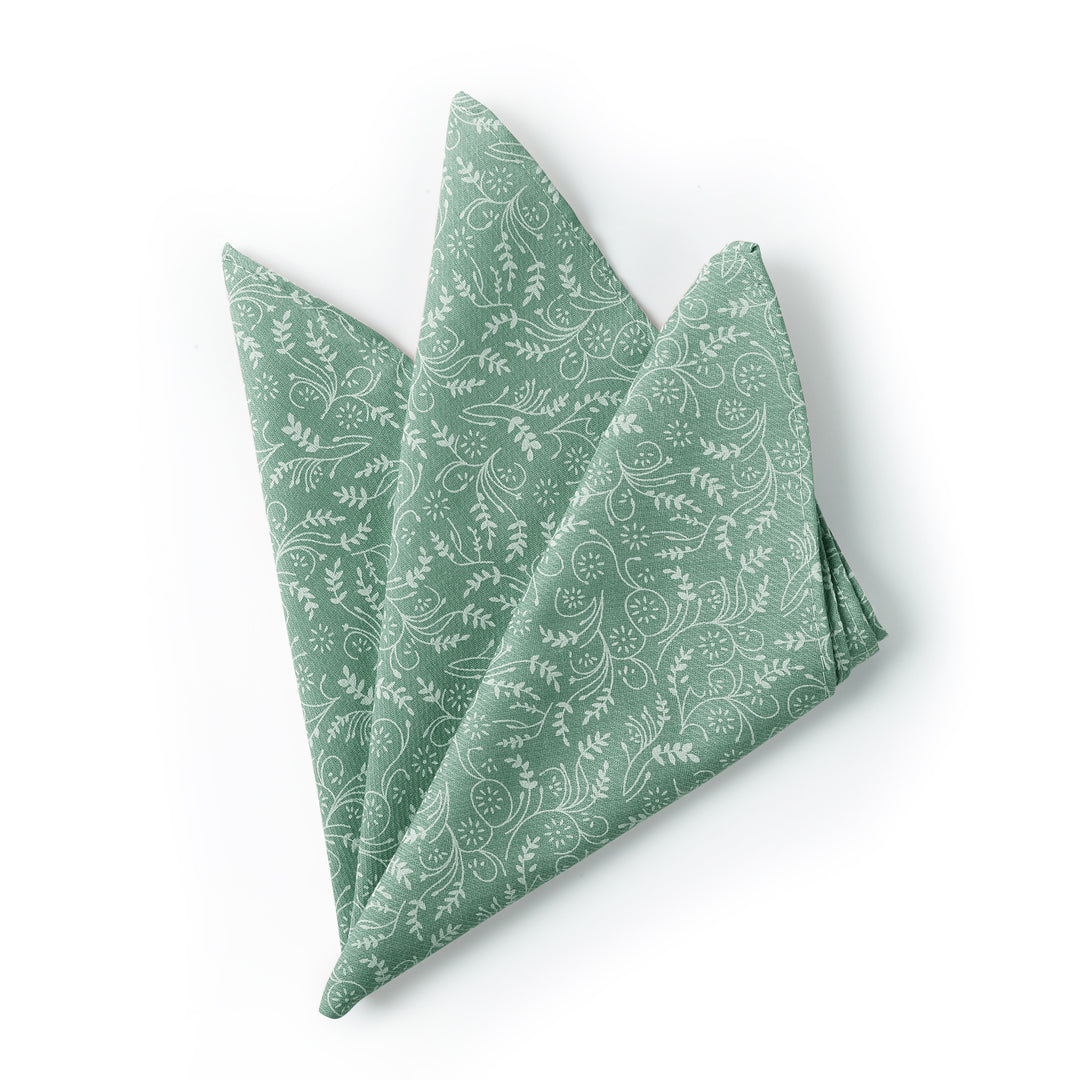 Floral Pocket Square - Dusty Sage